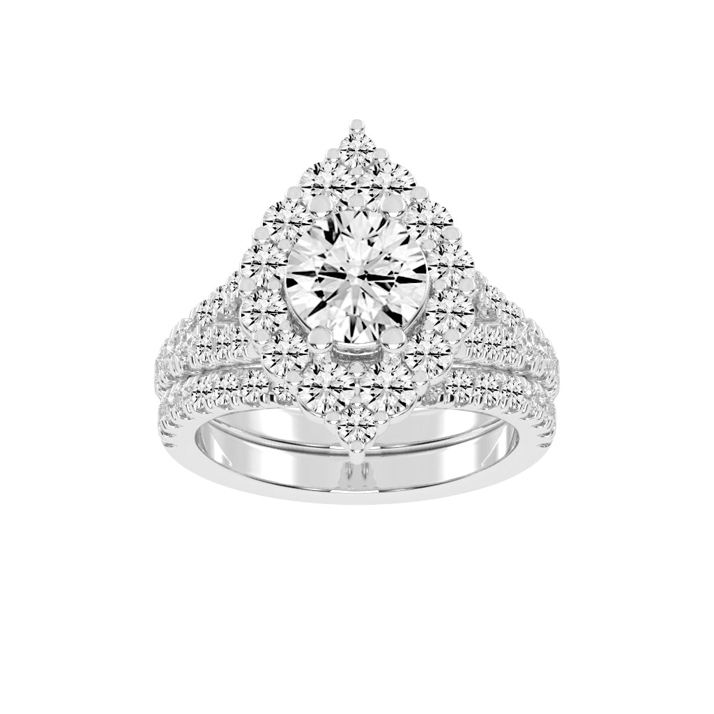 Haletrix Six Leaf Round Cut Halo Lab Diamond Ring