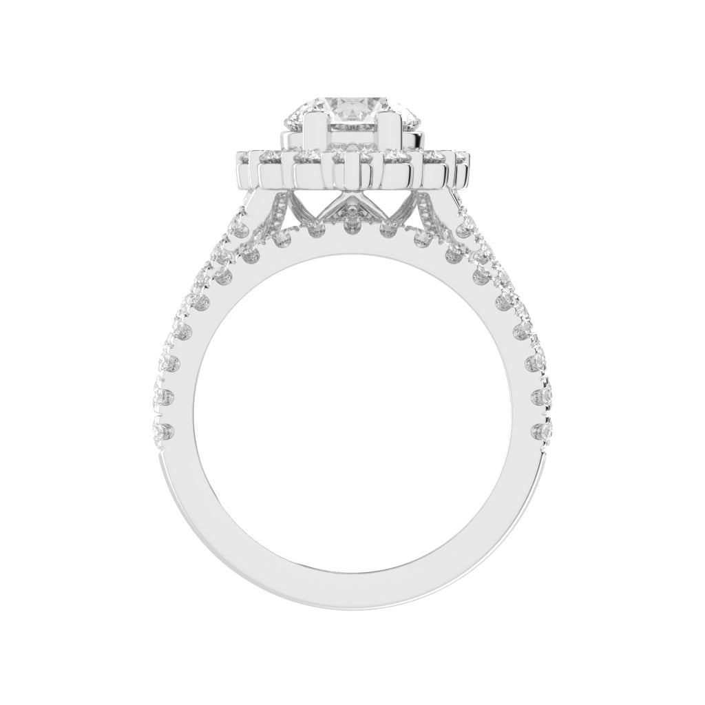 Haletrix Six Leaf Round Cut Halo Lab Diamond Ring