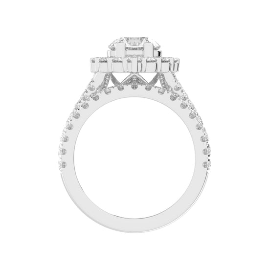 Haletrix Six Leaf Round Cut Halo Lab Diamond Ring