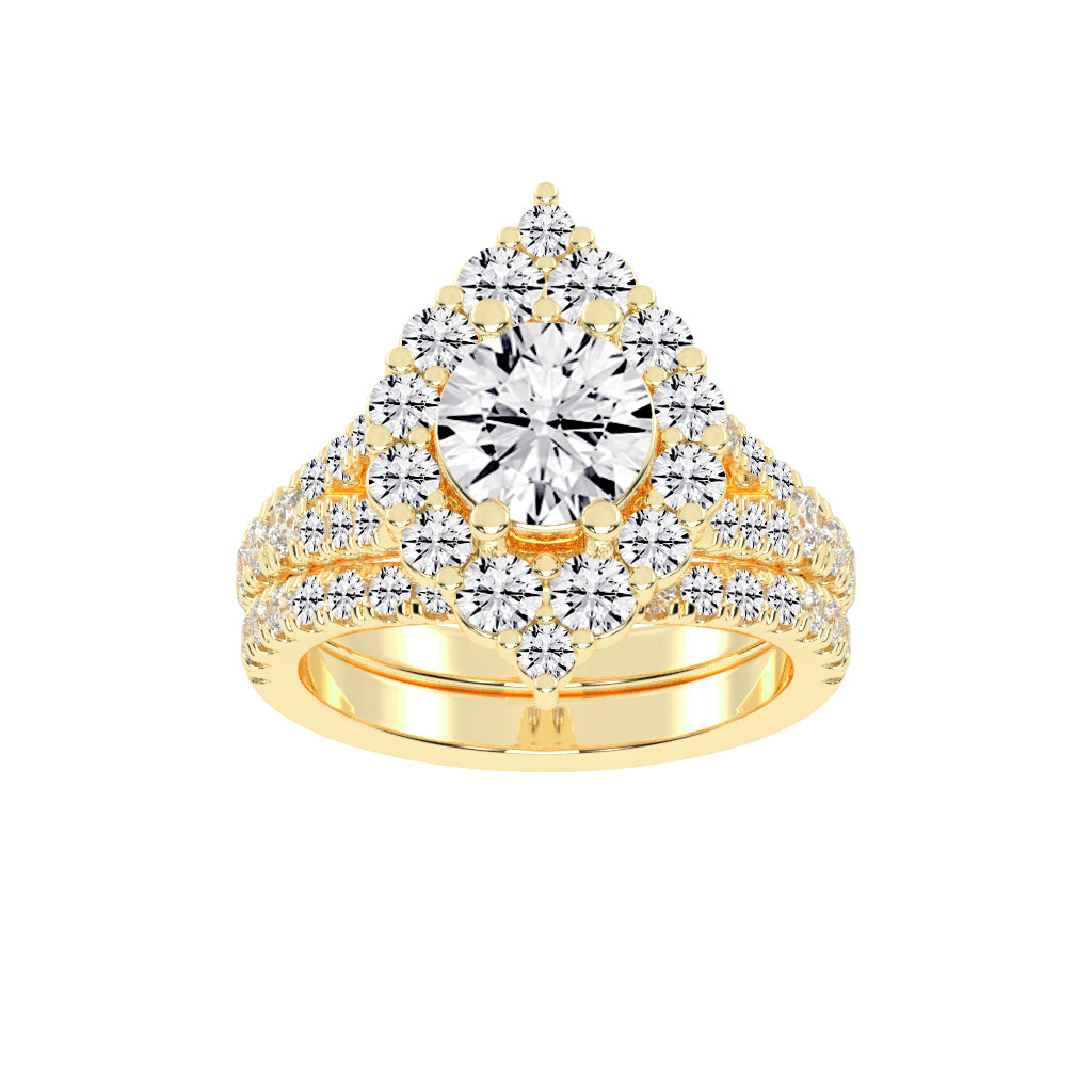 Haletrix Six Leaf Round Cut Halo Lab Diamond Ring