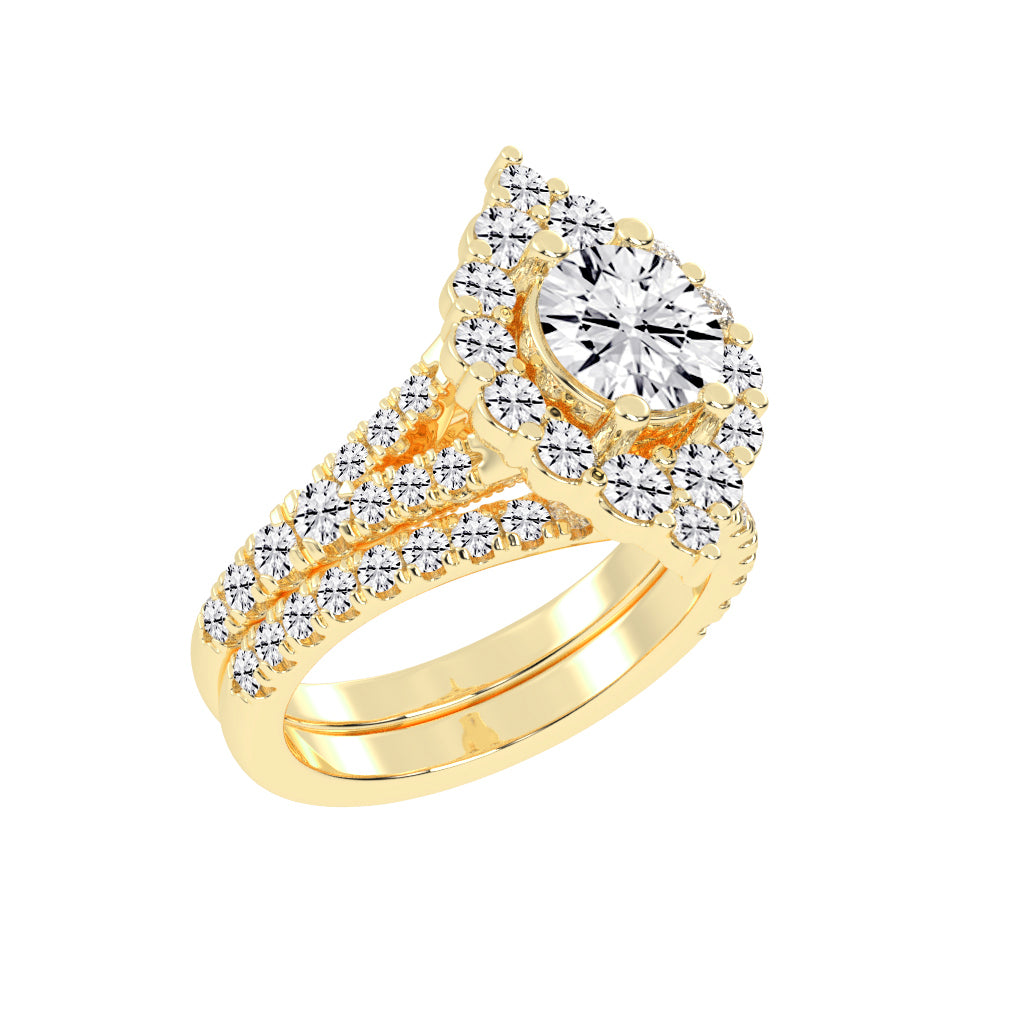 Haletrix Six Leaf Round Cut Halo Lab Diamond Ring