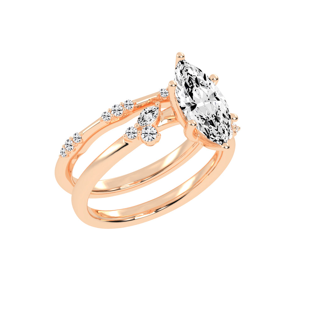Glissara Two Band Marquise Cut Classic Lab Diamond Ring