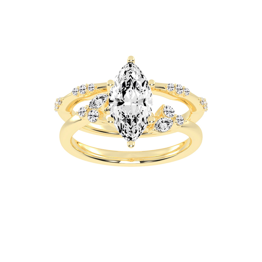 Glissara Two Band Marquise Cut Classic Lab Diamond Ring