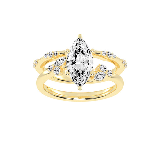 Glissara Two Band Marquise Cut Classic Lab Diamond Ring
