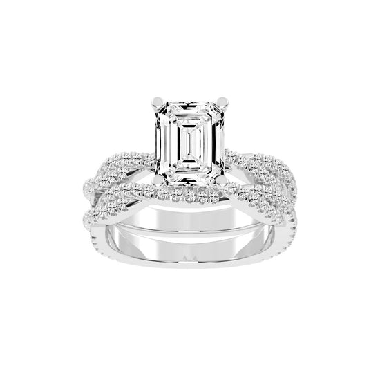Luxriva Braided Emerald Cut Classic Lab Diamond Ring