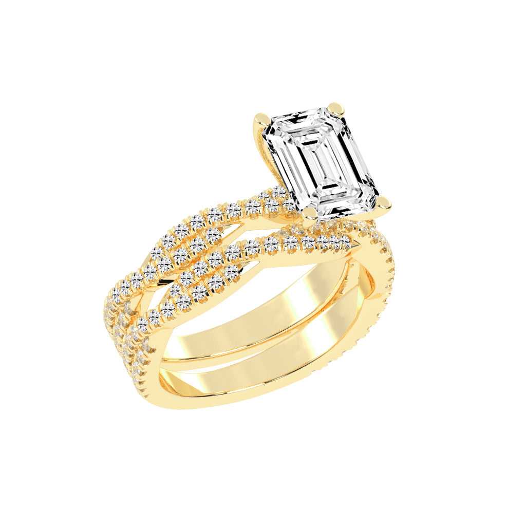 Luxriva Braided Emerald Cut Classic Lab Diamond Ring