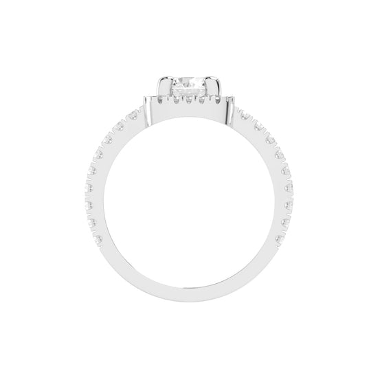 Diamorelle Shared Prong Round Cut Halo Lab Diamond Ring