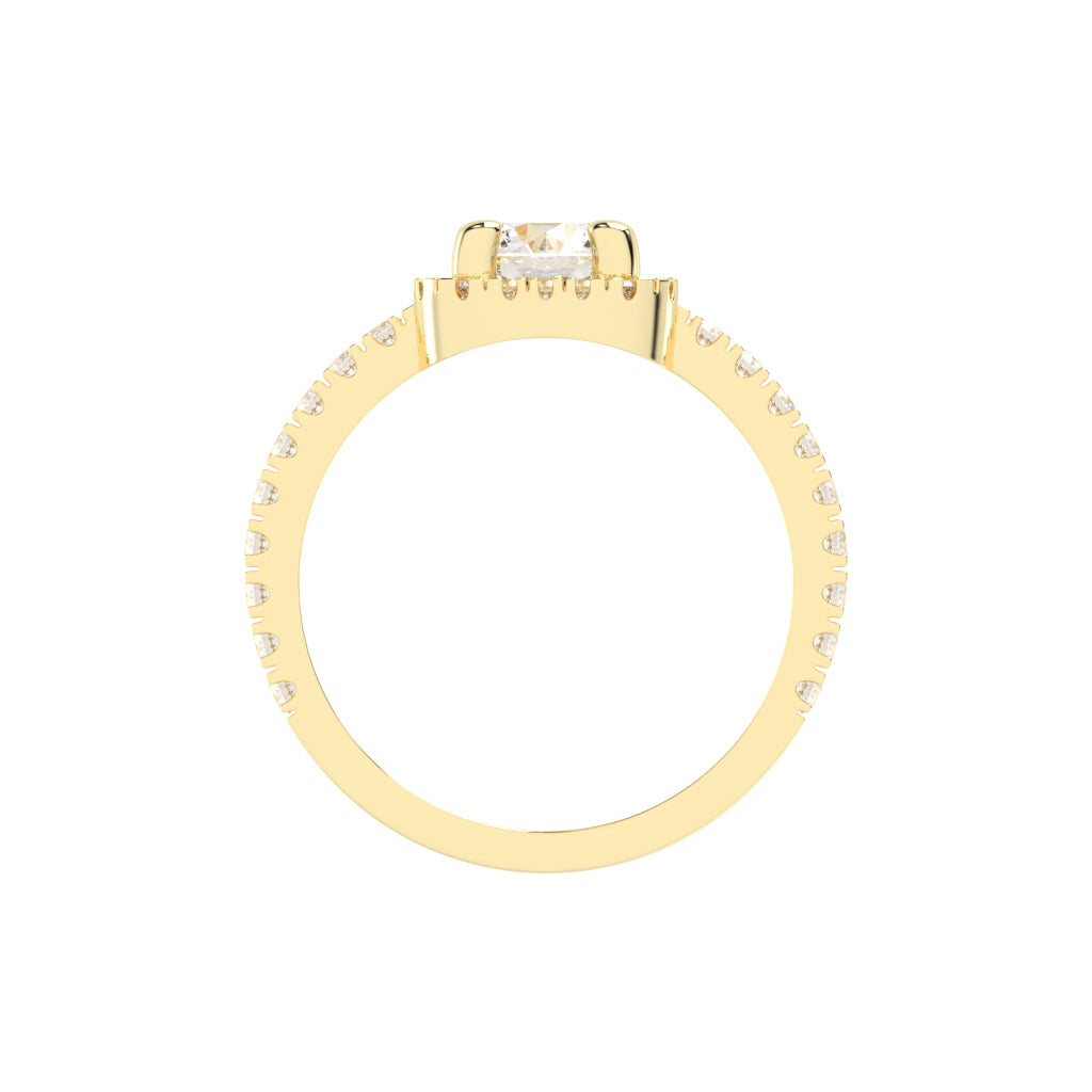 Diamorelle Shared Prong Round Cut Halo Lab Diamond Ring