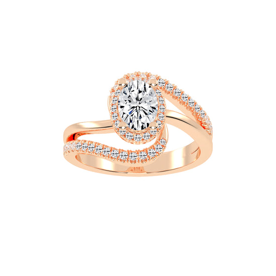 Adorelle Freeform Oval Cut Classic Lab Diamond Ring