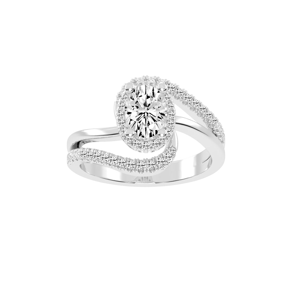 Adorelle Freeform Oval Cut Classic Lab Diamond Ring