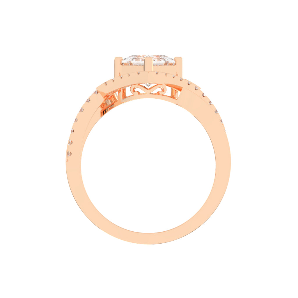 Aurivana  Bypass Princess Cut Classic Lab Diamond Ring