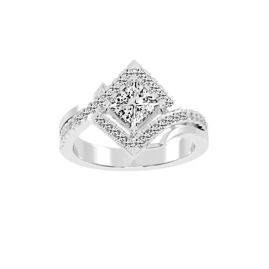 Aurivana  Bypass Princess Cut Classic Lab Diamond Ring