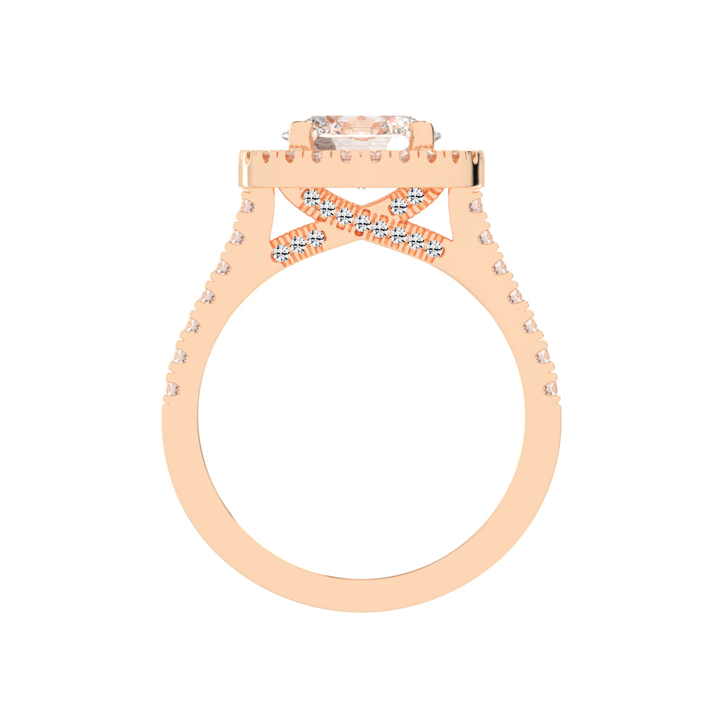 Halionaise Oval Cut Halo Lab Diamond Ring