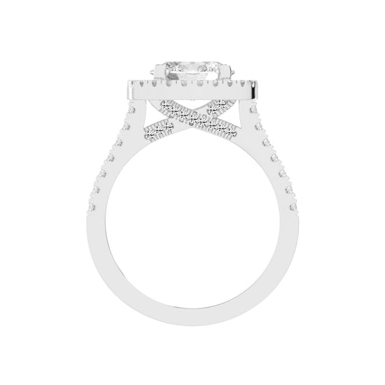 Halionaise Oval Cut Halo Lab Diamond Ring