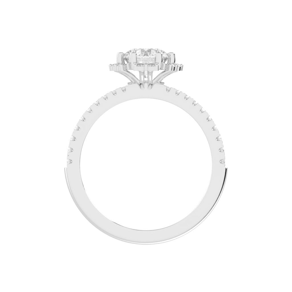 Halivellea  Six Prong Round Cut Halo Lab Diamond Ring
