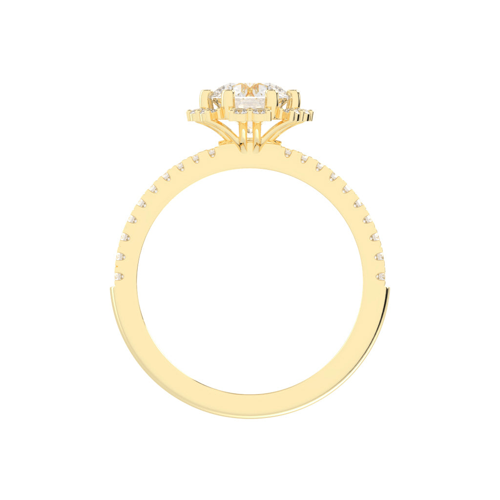 Halivellea  Six Prong Round Cut Halo Lab Diamond Ring
