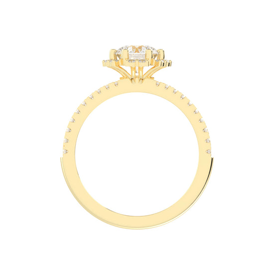 Halivellea  Six Prong Round Cut Halo Lab Diamond Ring