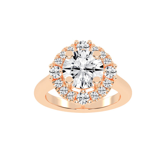 Halendre  Cathedral Round Cut Halo Lab Diamond Ring
