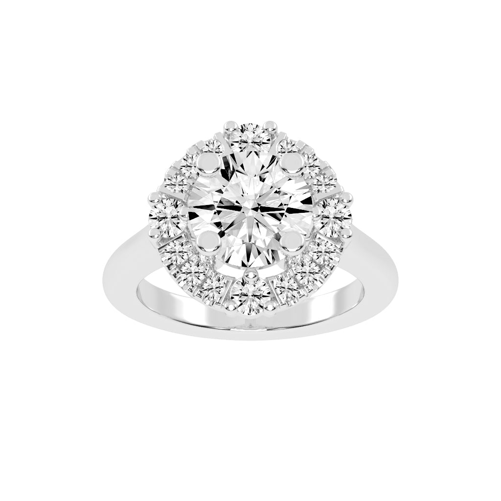 Halendre  Cathedral Round Cut Halo Lab Diamond Ring