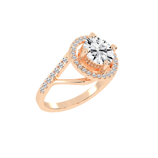 Halostria Shared Prong Round Cut Lab Diamond Ring