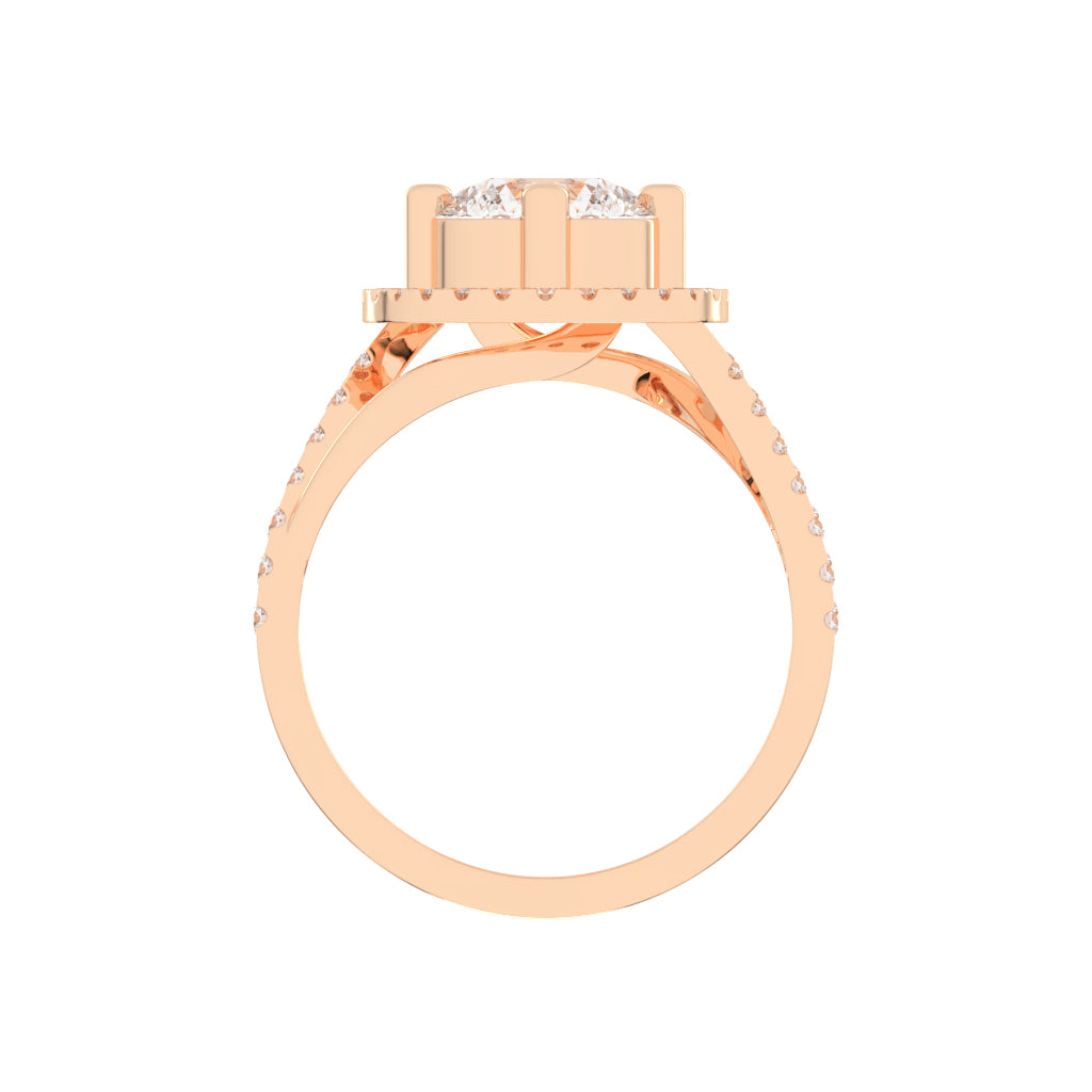 Halostria Shared Prong Round Cut Lab Diamond Ring