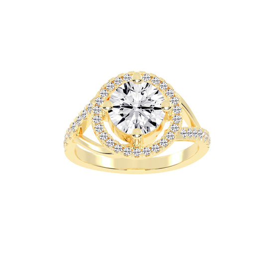 Halostria Shared Prong Round Cut Lab Diamond Ring