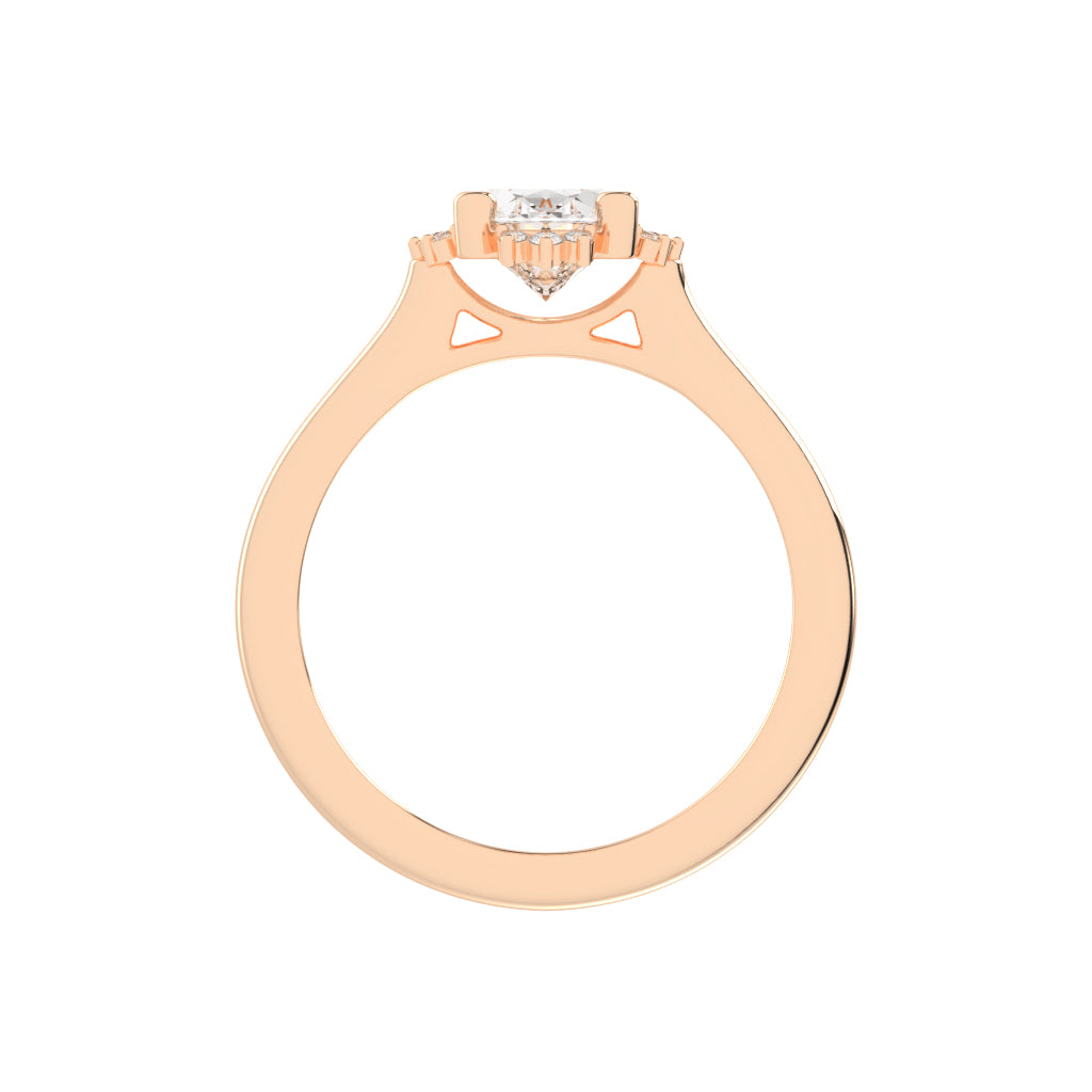 Haliquean  Four Prong Oval Cut Halo Lab Diamond Ring