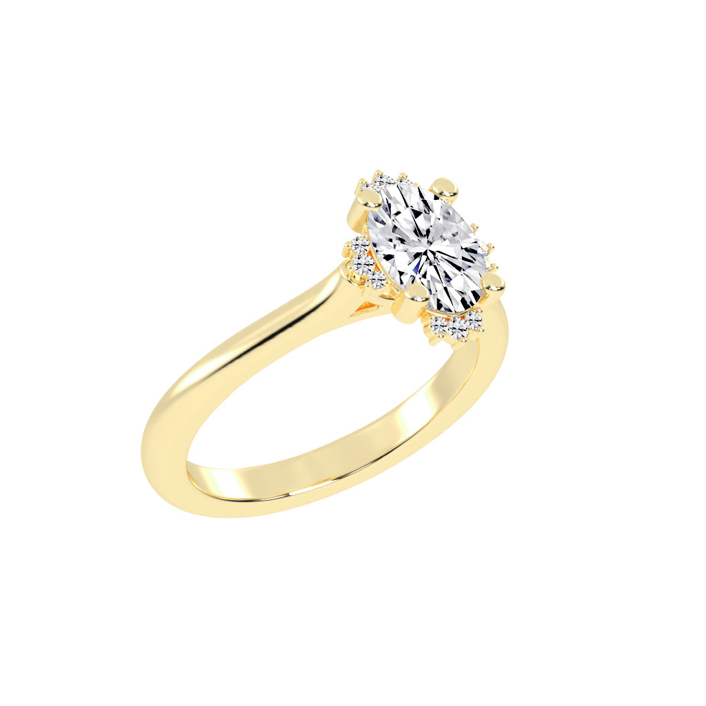 Haliquean  Four Prong Oval Cut Halo Lab Diamond Ring