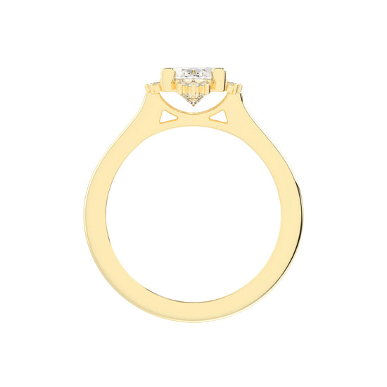 Haliquean  Four Prong Oval Cut Halo Lab Diamond Ring