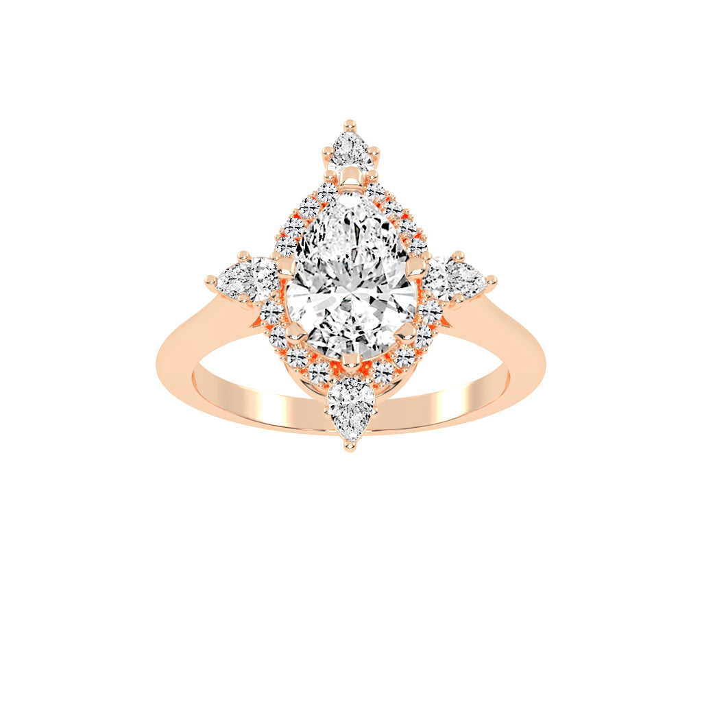 Halistine Halo Cluster Pear Cut Lab Diamond Ring