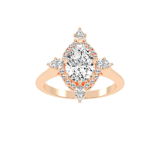 Halistine Halo Cluster Pear Cut Lab Diamond Ring