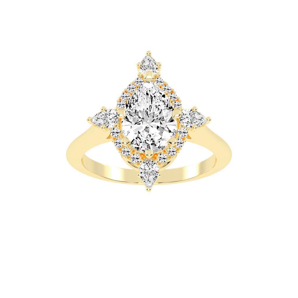 Halistine Halo Cluster Pear Cut Lab Diamond Ring
