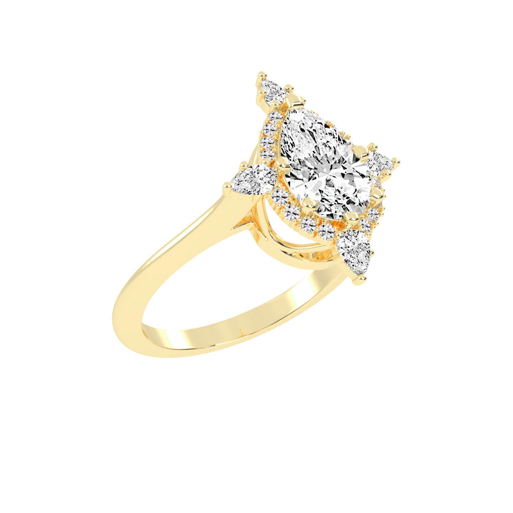 Halistine Halo Cluster Pear Cut Lab Diamond Ring