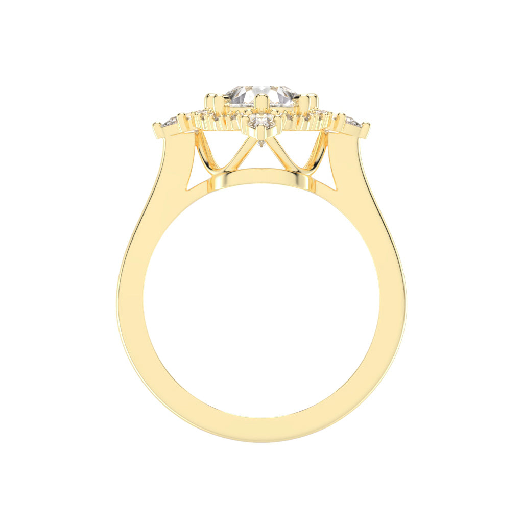 Halistine Halo Cluster Pear Cut Lab Diamond Ring