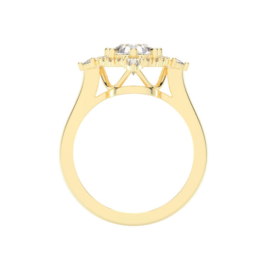 Halistine Halo Cluster Pear Cut Lab Diamond Ring