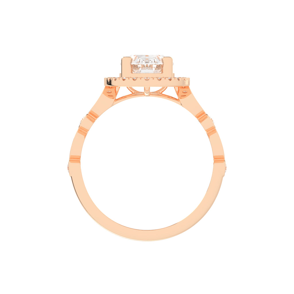 Halovion Bezel Shank Oval Cut Halo Lab Diamond Ring