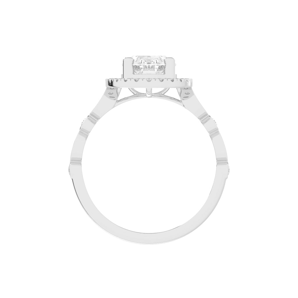 Halovion Bezel Shank Oval Cut Halo Lab Diamond Ring