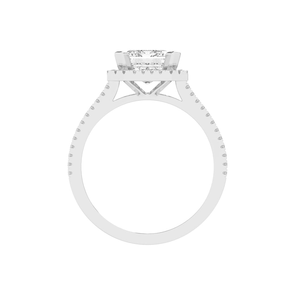 Halindrax Emerald Cut Halo Lab Diamond Ring