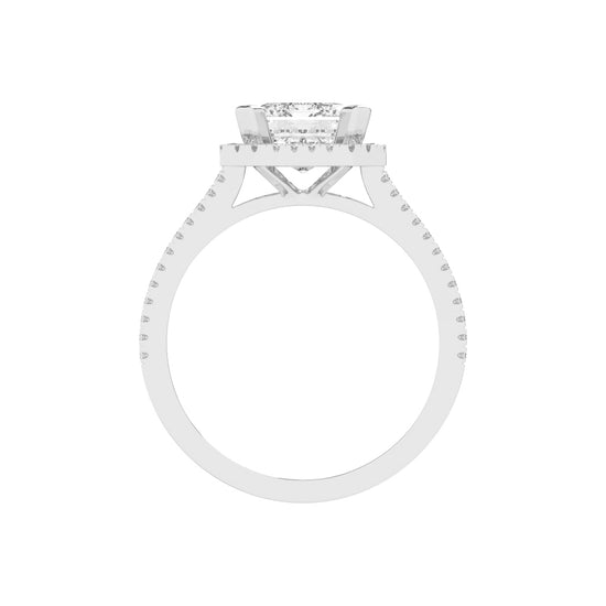 Halindrax Emerald Cut Halo Lab Diamond Ring