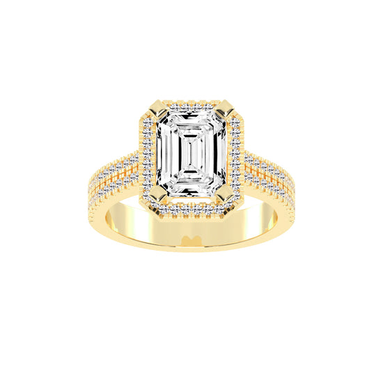 Halindrax Emerald Cut Halo Lab Diamond Ring