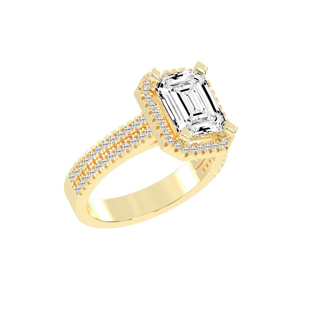 Halindrax Emerald Cut Halo Lab Diamond Ring