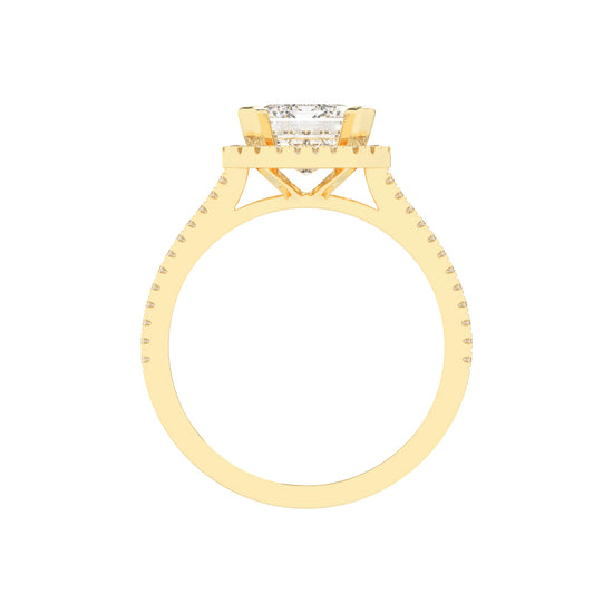 Halindrax Emerald Cut Halo Lab Diamond Ring
