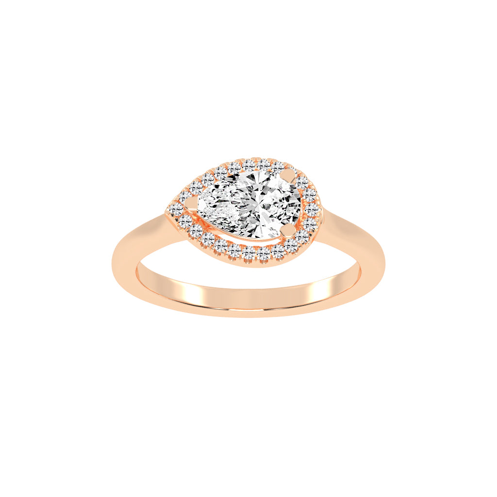 Halistaire Pear Cut Halo Lab Diamond Ring