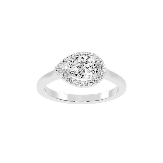 Halistaire Pear Cut Halo Lab Diamond Ring