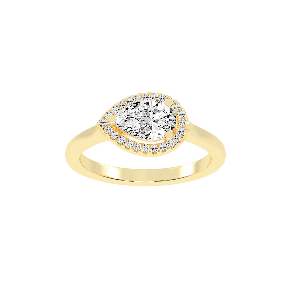 Halistaire Pear Cut Halo Lab Diamond Ring
