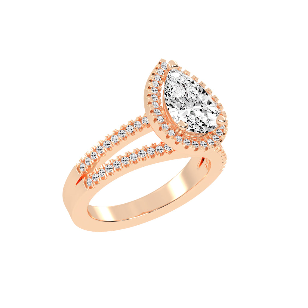 Diamorina Split Shank Pear Cut Side Stone Lab Diamond Ring