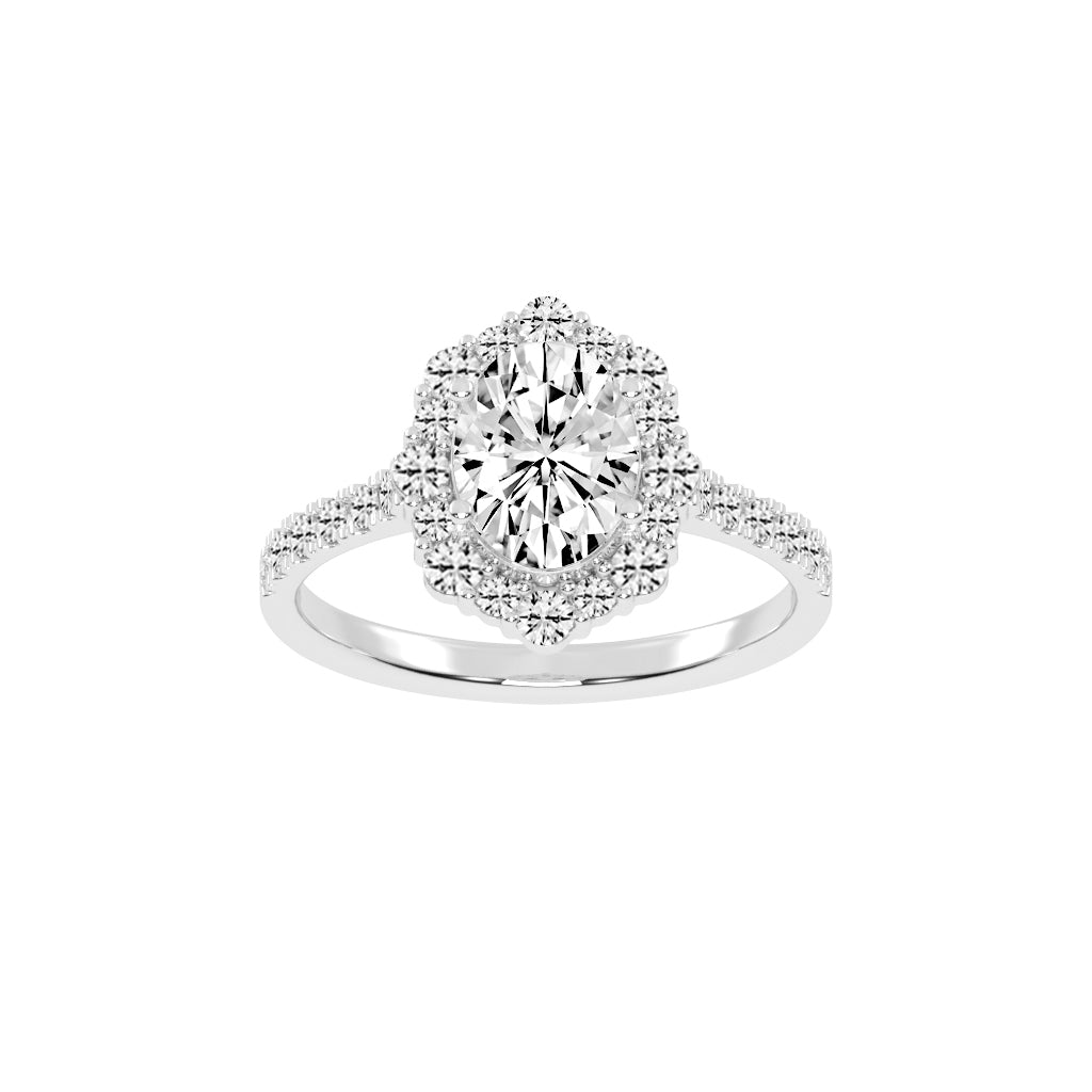 Siderelix Oval Cut Side Stone Lab Diamond Ring