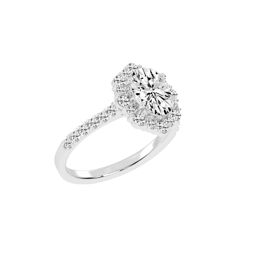 Siderelix Oval Cut Side Stone Lab Diamond Ring