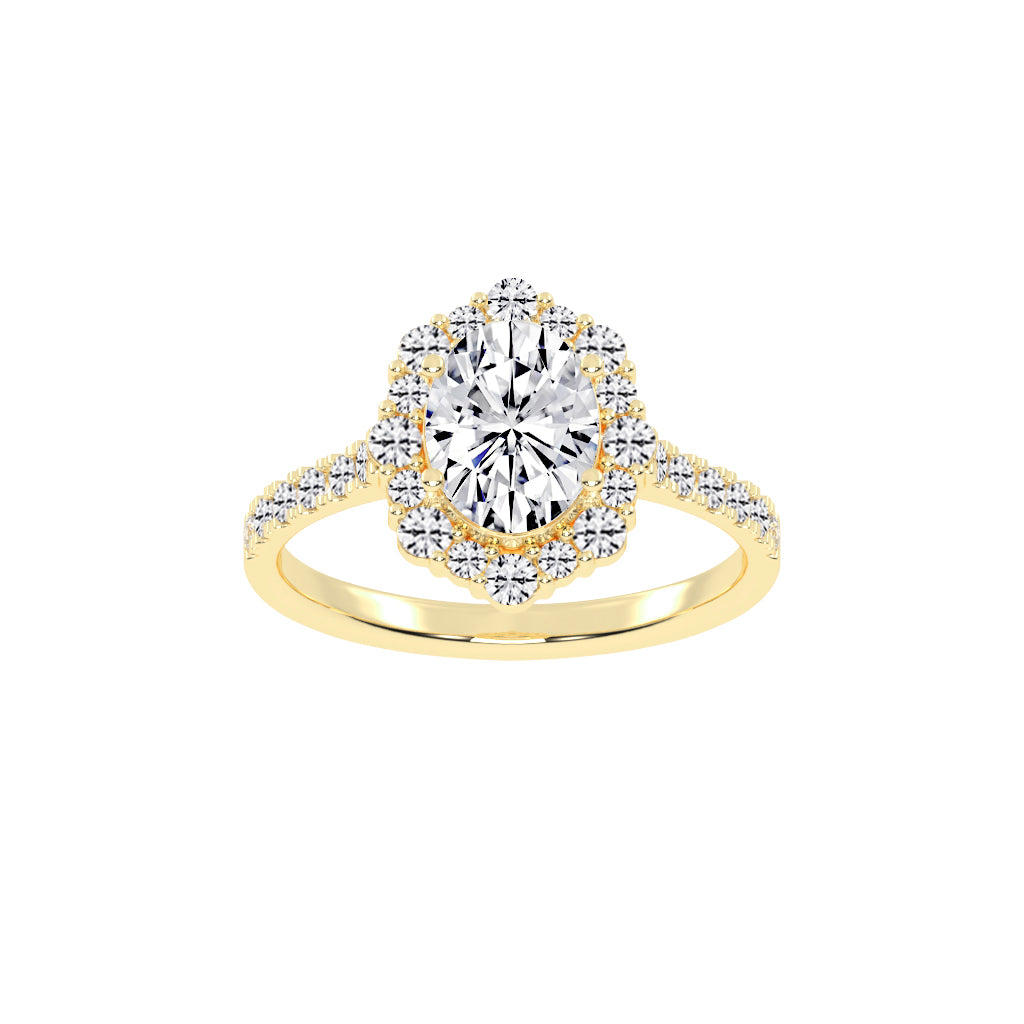 Siderelix Oval Cut Side Stone Lab Diamond Ring