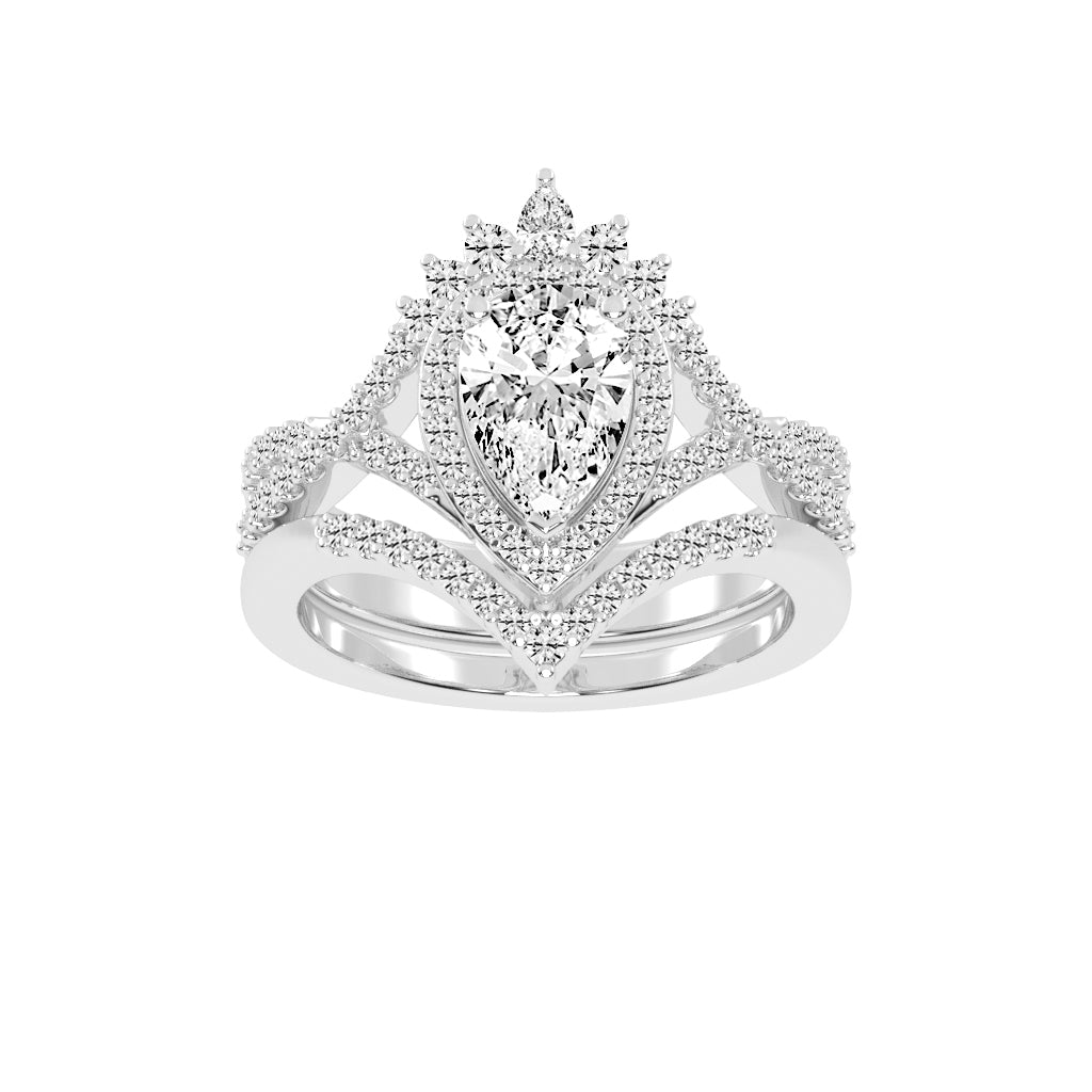 Celestara Shared Thread Pear Cut Lab Diamond Ring